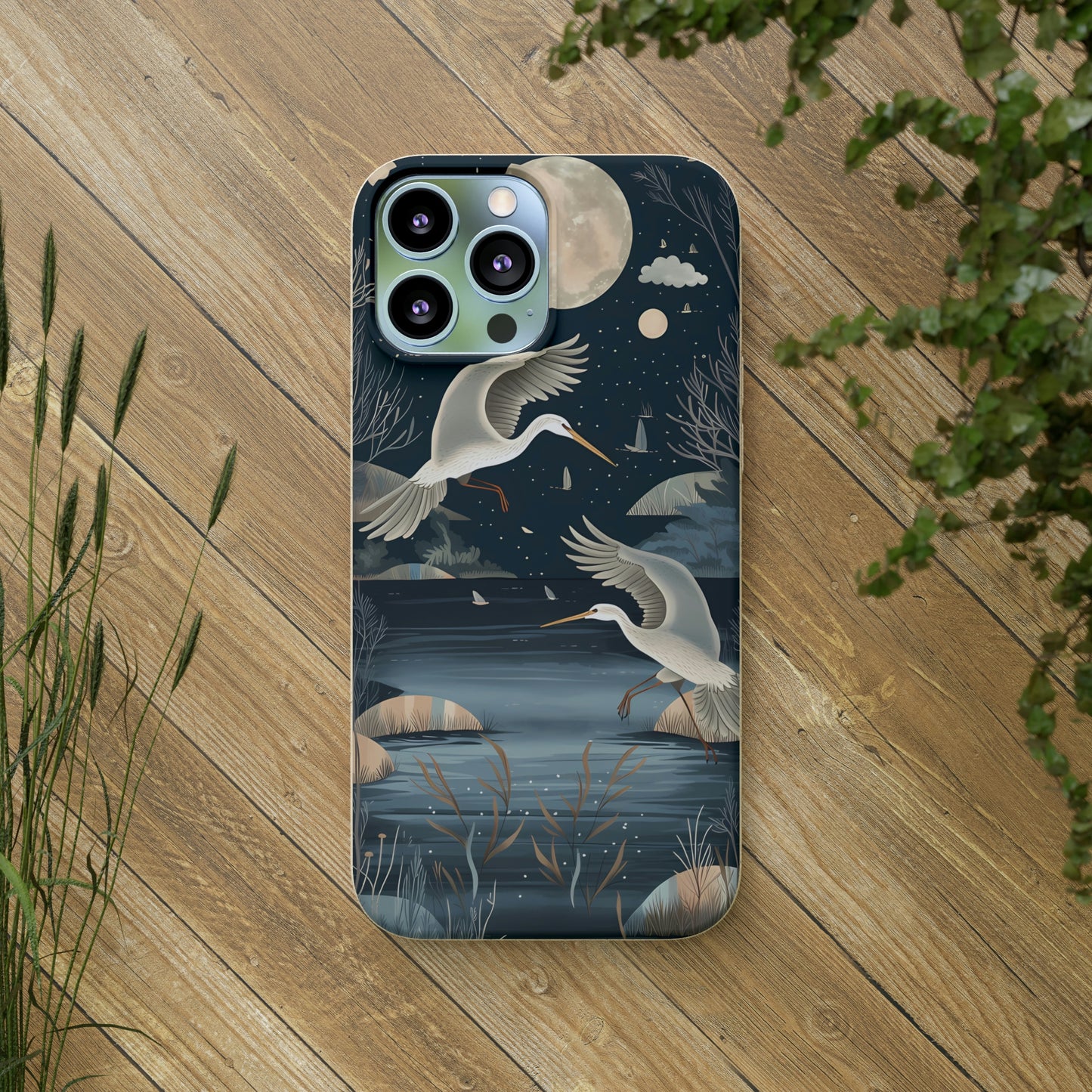 Herons Flying Over a Pond | Biodegradable iPhone Case