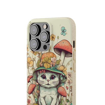 Cottagecore Cat Wearing a Hat | Biodegradable iPhone Case