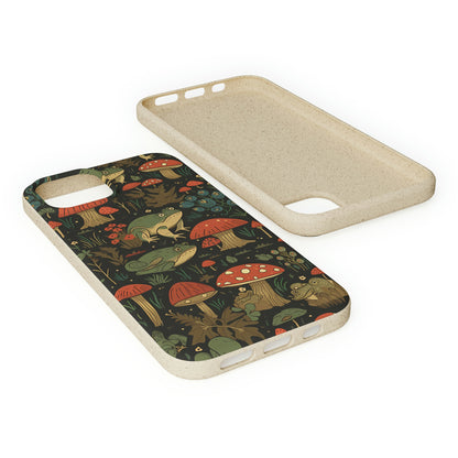 Cottagecore Frogs with Mushrooms | Biodegradable iPhone Case