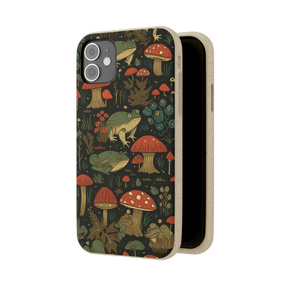 Cottagecore Frogs with Mushrooms | Biodegradable iPhone Case