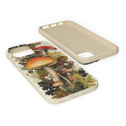 Cottagecore Mushrooms and Plants | Biodegradable iPhone Case