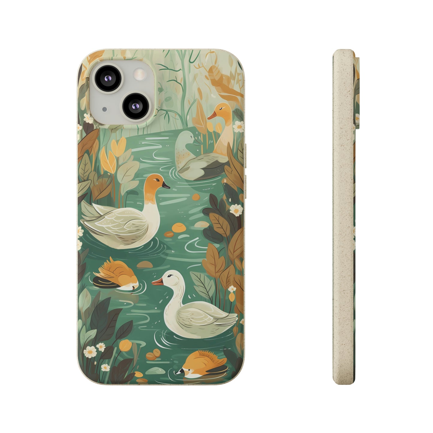 Cottagecore Ducks in a Pond | Biodegradable iPhone Case