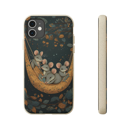 Cottagecore Field Mice in a Hammock | Biodegradable iPhone Case