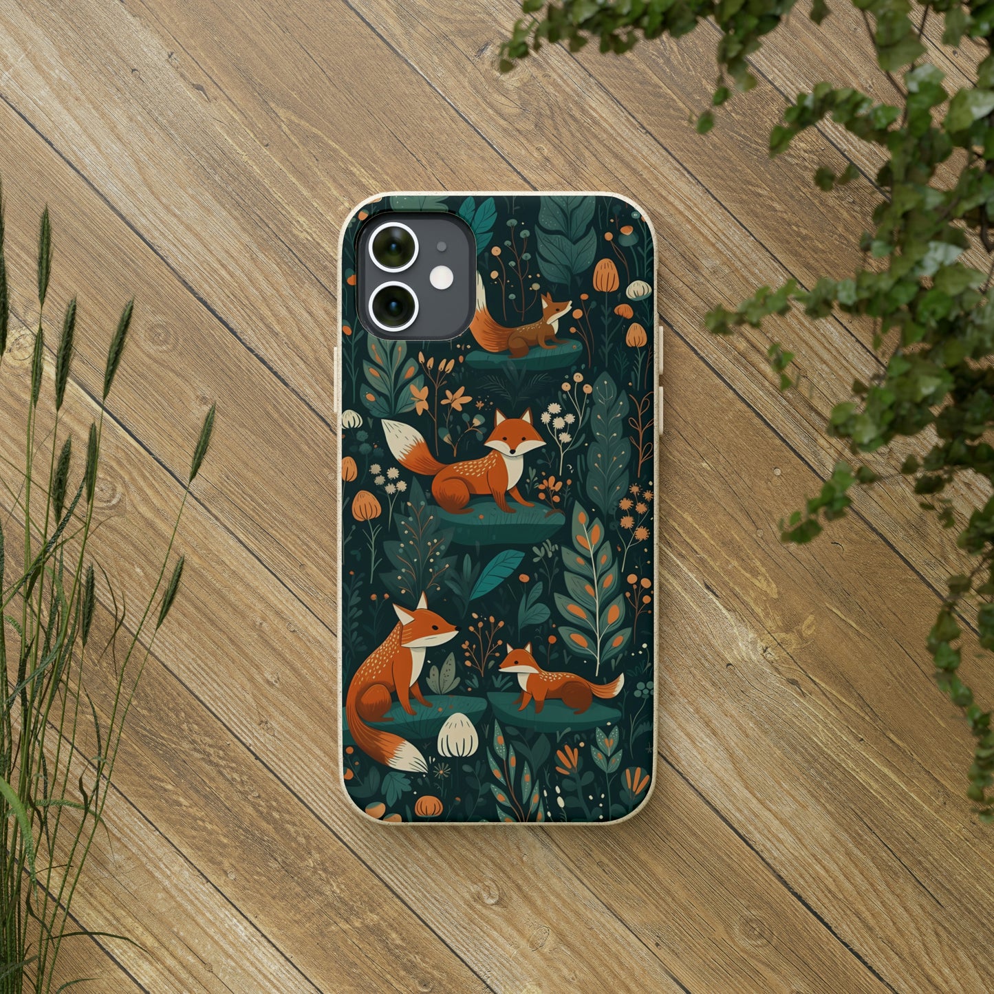 Cottagecore Foxes in a Forest | Biodegradable iPhone Case