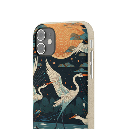 Cranes Flying Over a Pond | Biodegradable iPhone Case