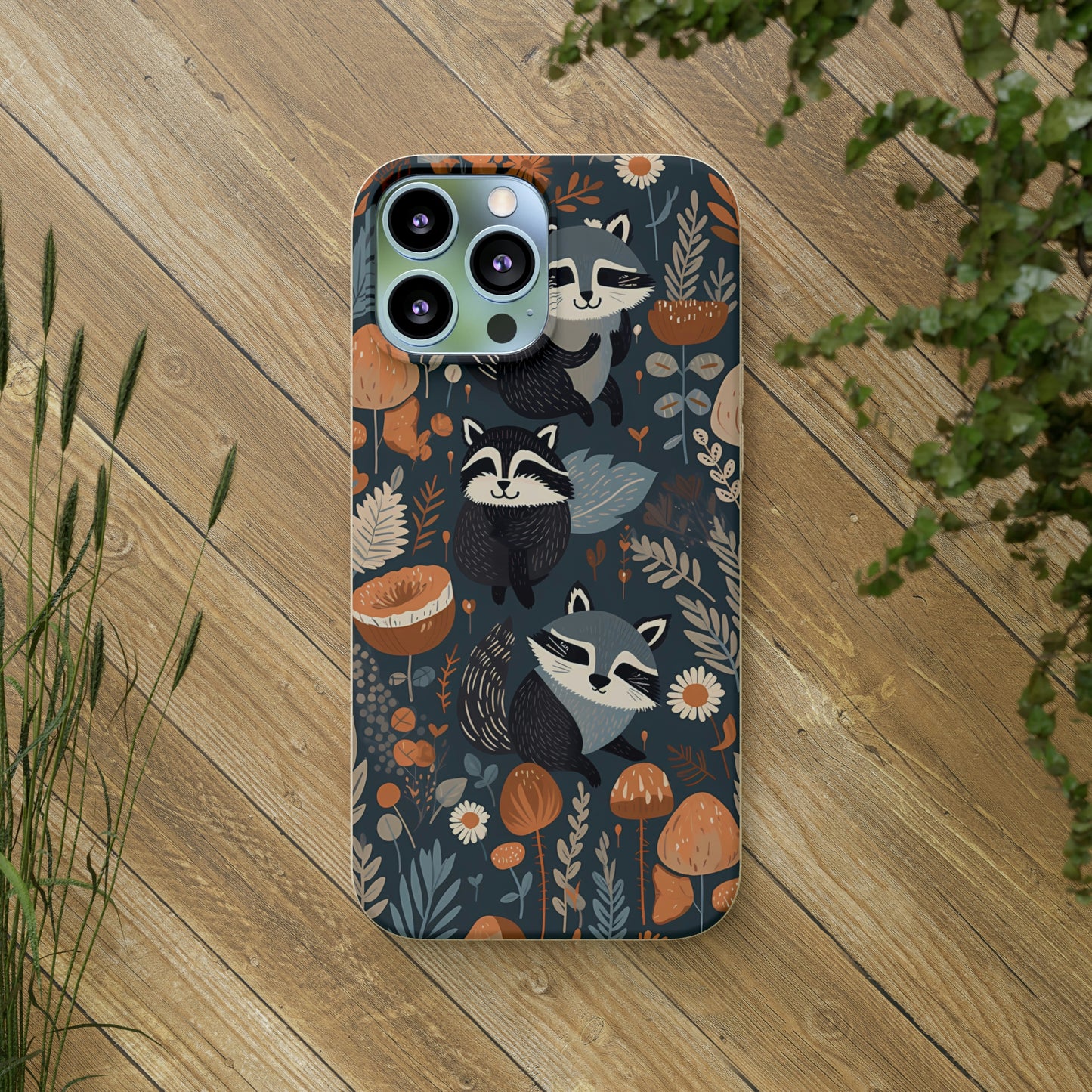 Raccoons and Plants | Biodegradable iPhone Case