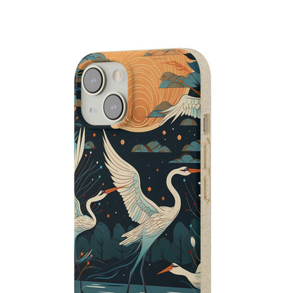 Cranes Flying Over a Pond | Biodegradable iPhone Case