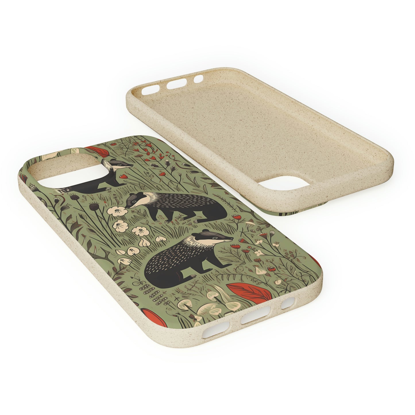 Cute Badgers in a Meadow | Biodegradable iPhone Case