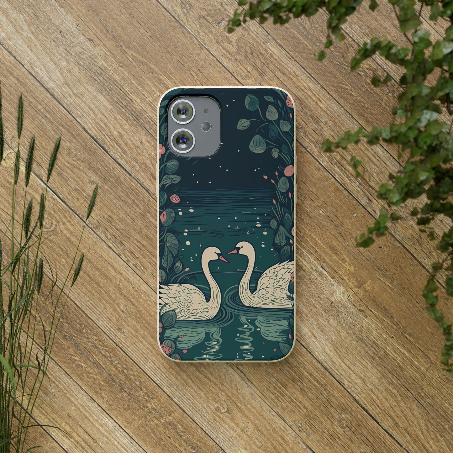 Romantic Swans on a Pond | Biodegradable iPhone Case