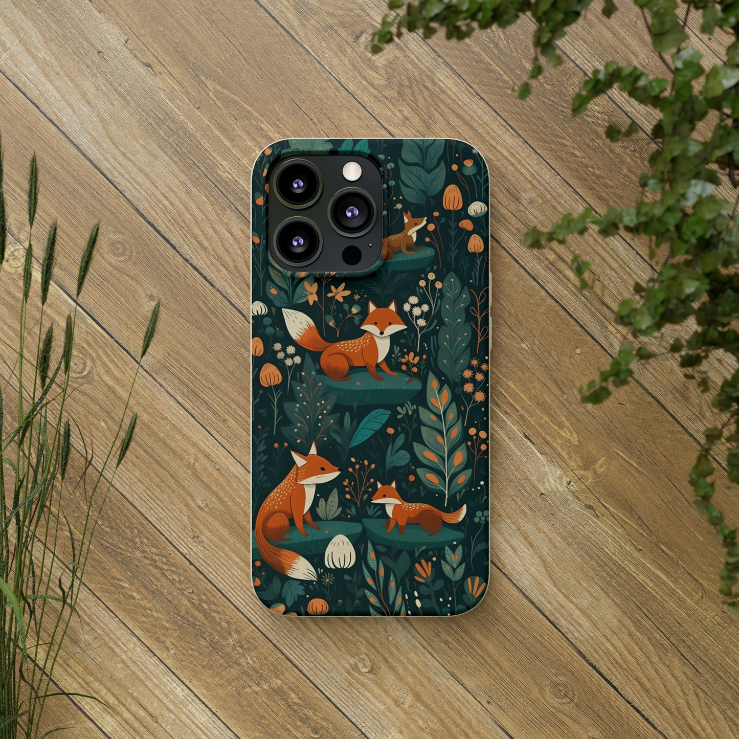 Cottagecore Foxes in a Forest | Biodegradable iPhone Case