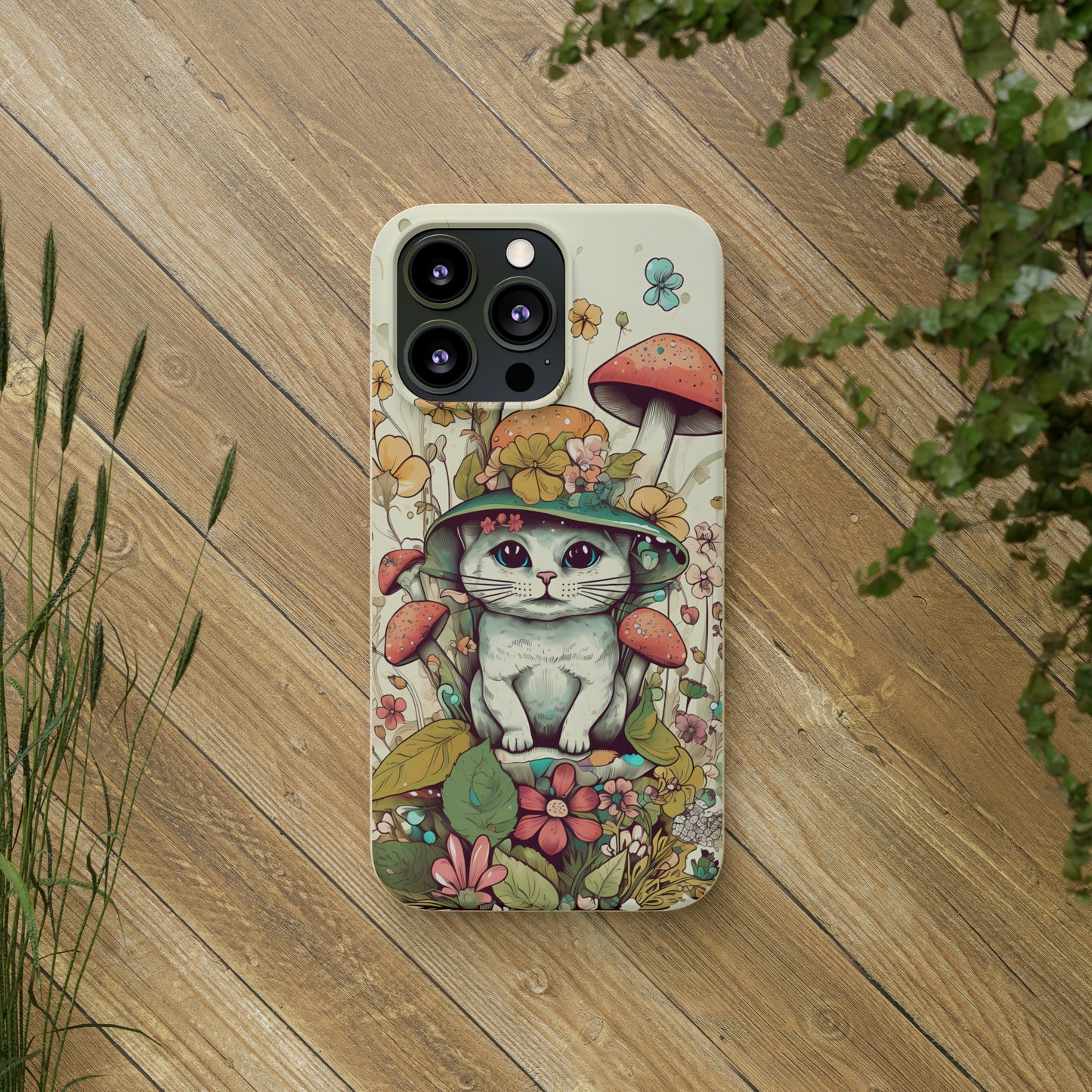 Cottagecore Cat Wearing a Hat | Biodegradable iPhone Case