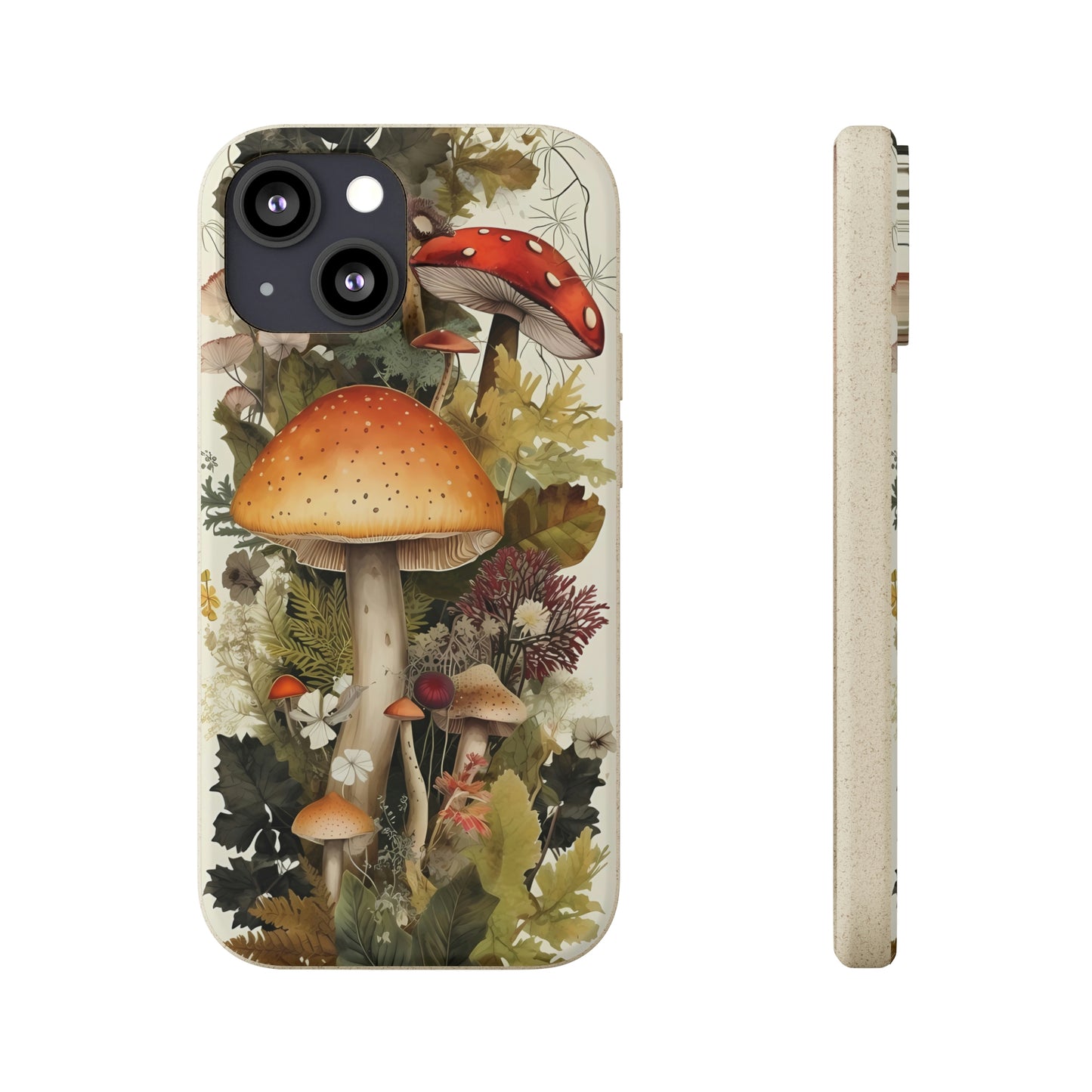 Cottagecore Mushrooms and Plants | Biodegradable iPhone Case