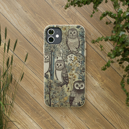 Cottagecore Owls in a Forest | Biodegradable iPhone Case