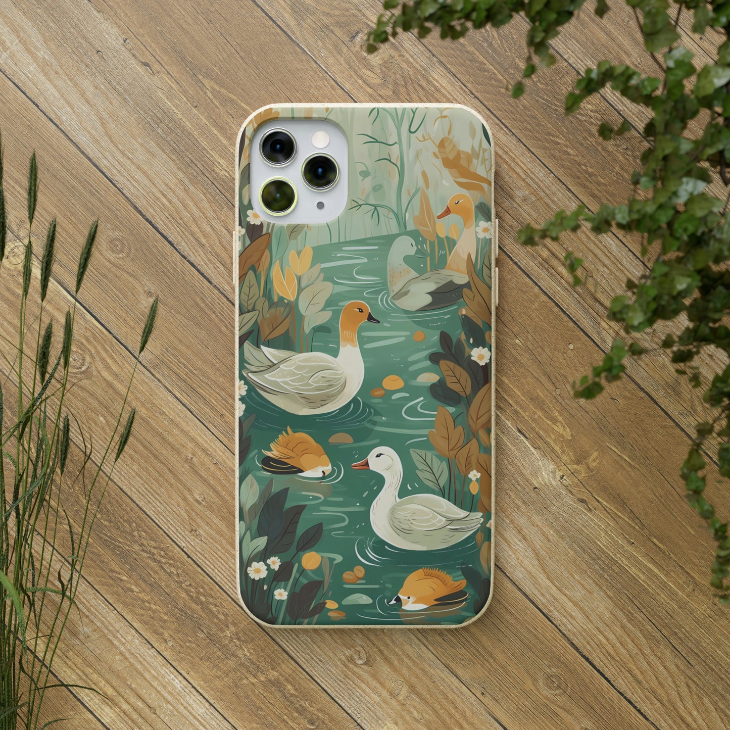 Cottagecore Ducks in a Pond | Biodegradable iPhone Case