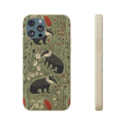 Cute Badgers in a Meadow | Biodegradable iPhone Case