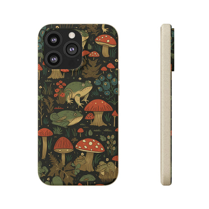 Cottagecore Frogs with Mushrooms | Biodegradable iPhone Case