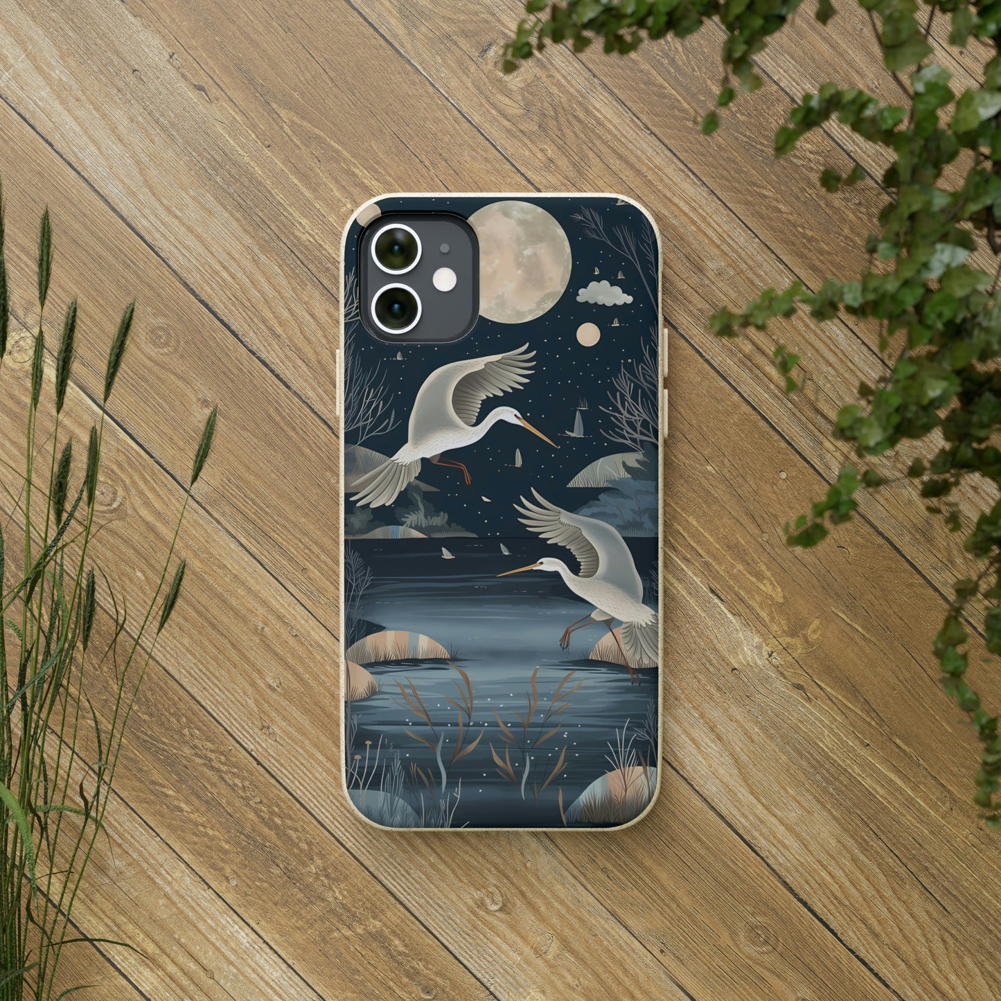 Herons Flying Over a Pond | Biodegradable iPhone Case