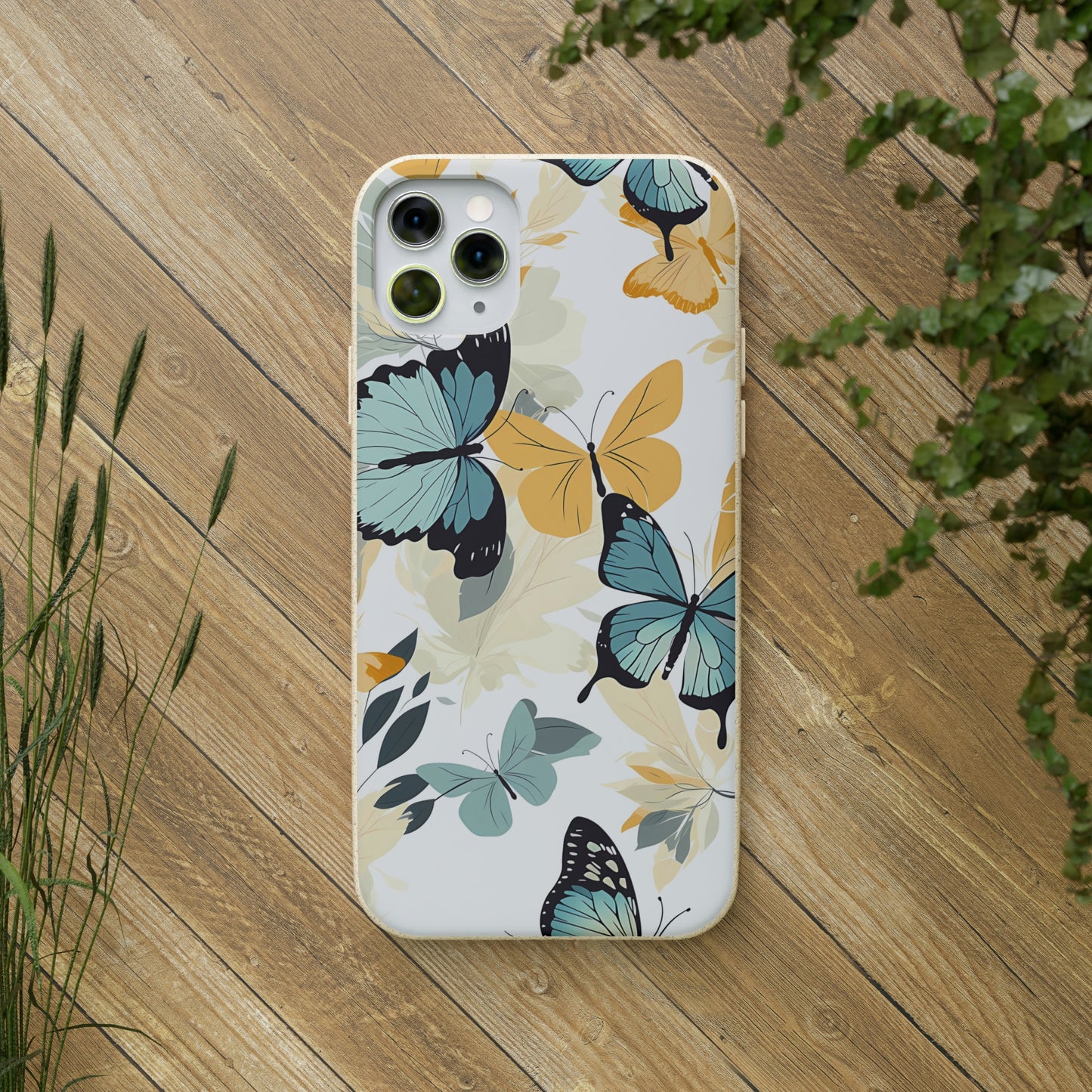 Blue and Yellow Butterflies | Biodegradable iPhone Case