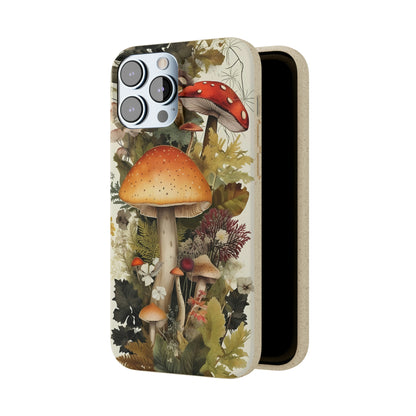 Cottagecore Mushrooms and Plants | Biodegradable iPhone Case