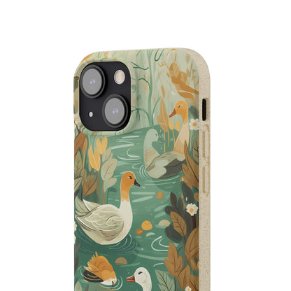 Cottagecore Ducks in a Pond | Biodegradable iPhone Case