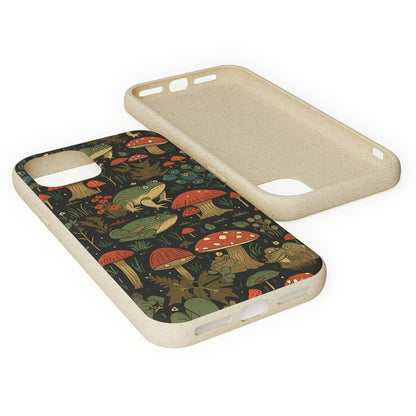 Cottagecore Frogs with Mushrooms | Biodegradable iPhone Case