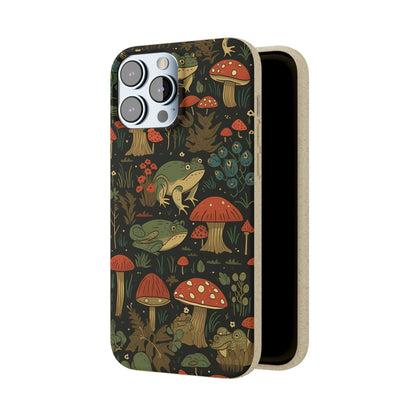 Cottagecore Frogs with Mushrooms | Biodegradable iPhone Case