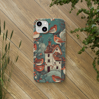 Cottagecore Red-Breasted Robins | Biodegradable iPhone Case