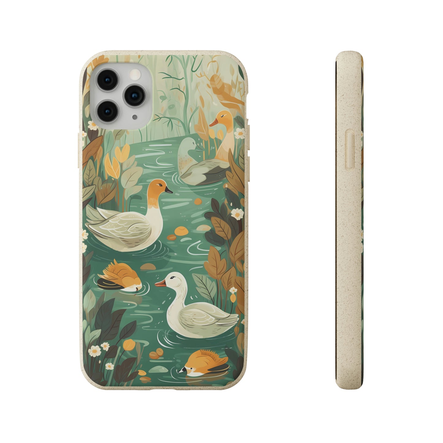 Cottagecore Ducks in a Pond | Biodegradable iPhone Case