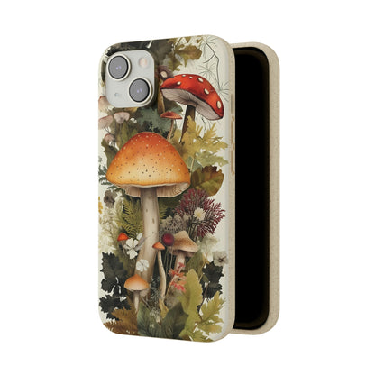 Cottagecore Mushrooms and Plants | Biodegradable iPhone Case