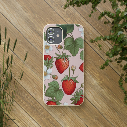 Cottagecore Strawberries | Biodegradable iPhone Case