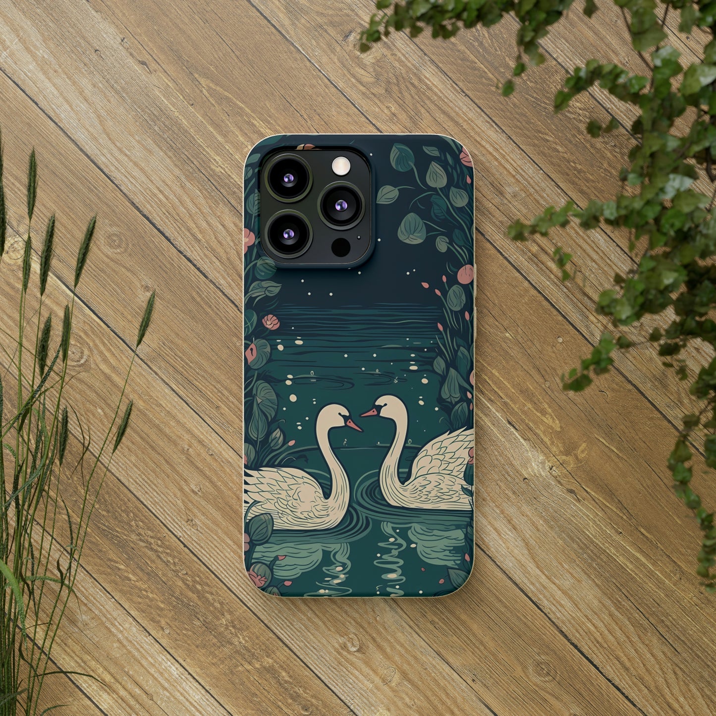 Romantic Swans on a Pond | Biodegradable iPhone Case