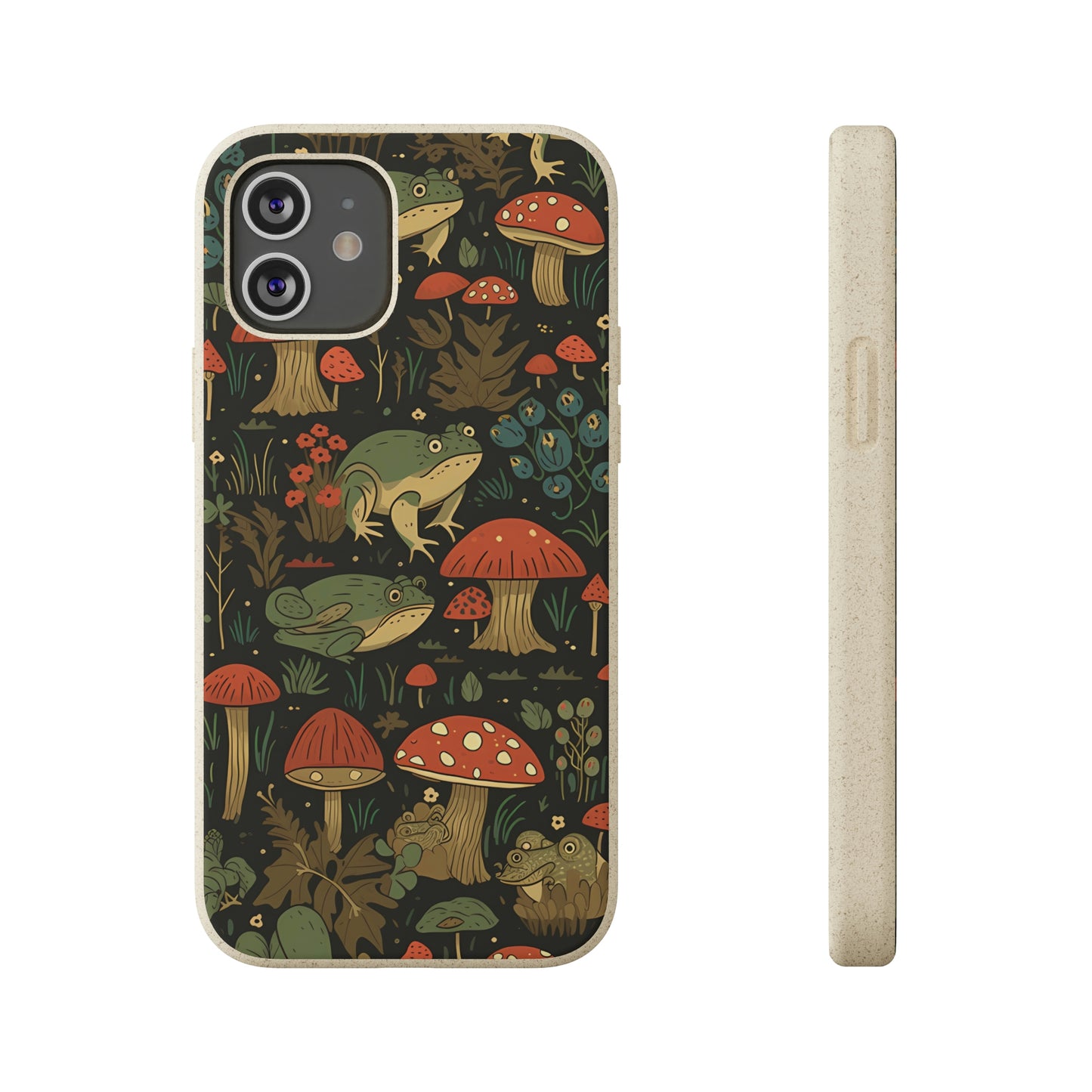 Cottagecore Frogs with Mushrooms | Biodegradable iPhone Case