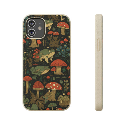 Cottagecore Frogs with Mushrooms | Biodegradable iPhone Case