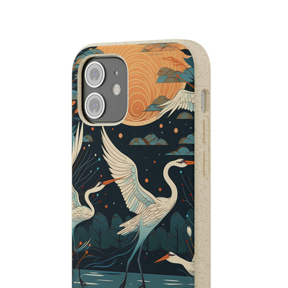 Cranes Flying Over a Pond | Biodegradable iPhone Case