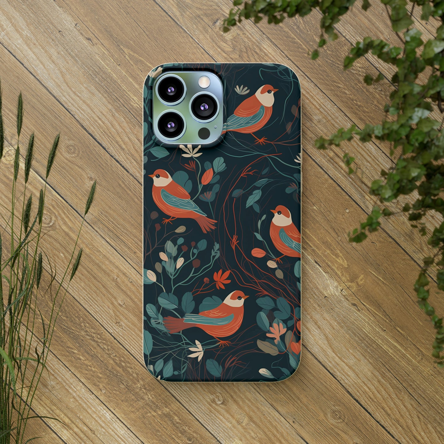 Whimsical Red-Breasted Robins | Biodegradable iPhone Case