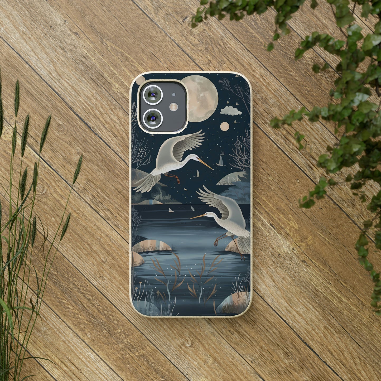 Herons Flying Over a Pond | Biodegradable iPhone Case