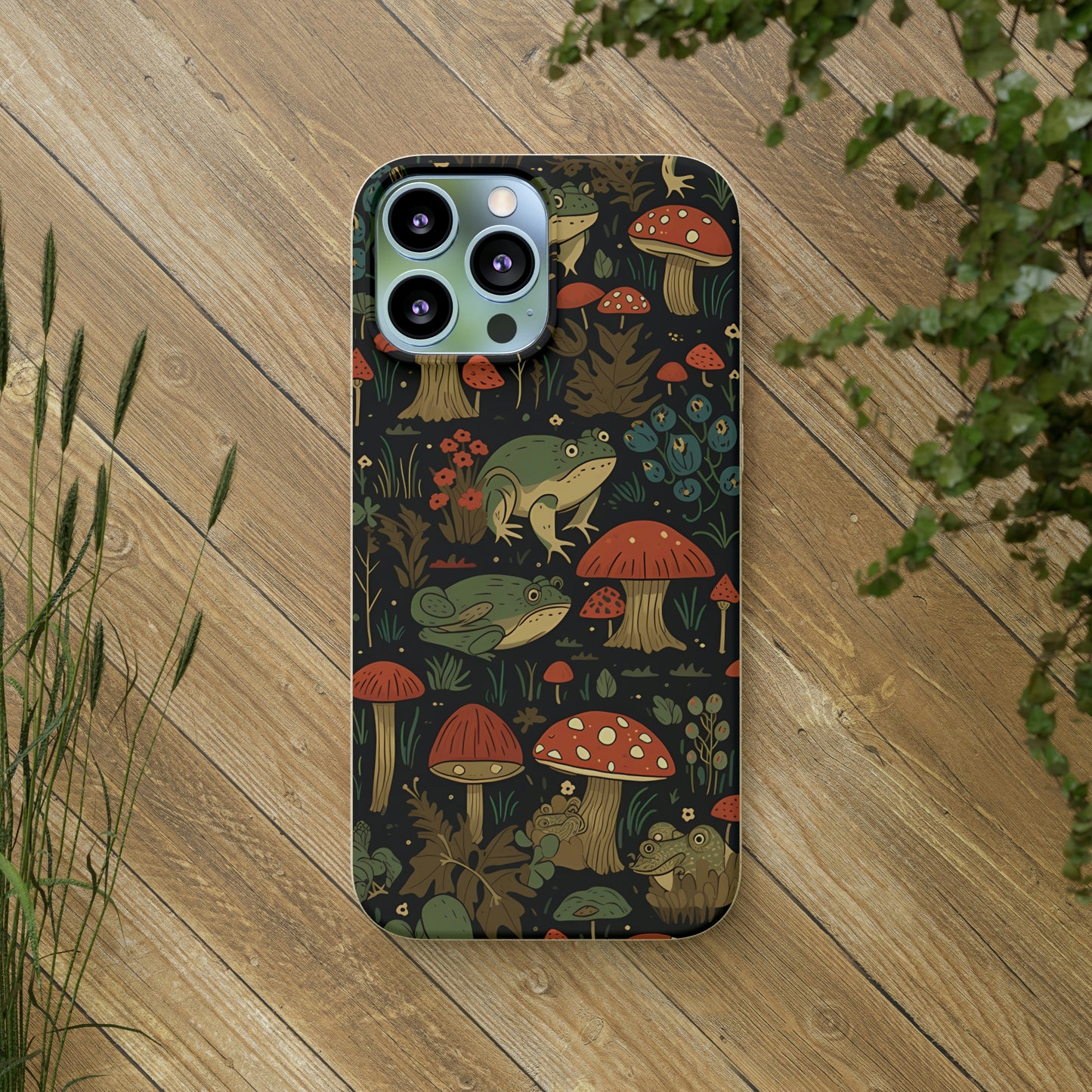 Cottagecore Frogs with Mushrooms | Biodegradable iPhone Case