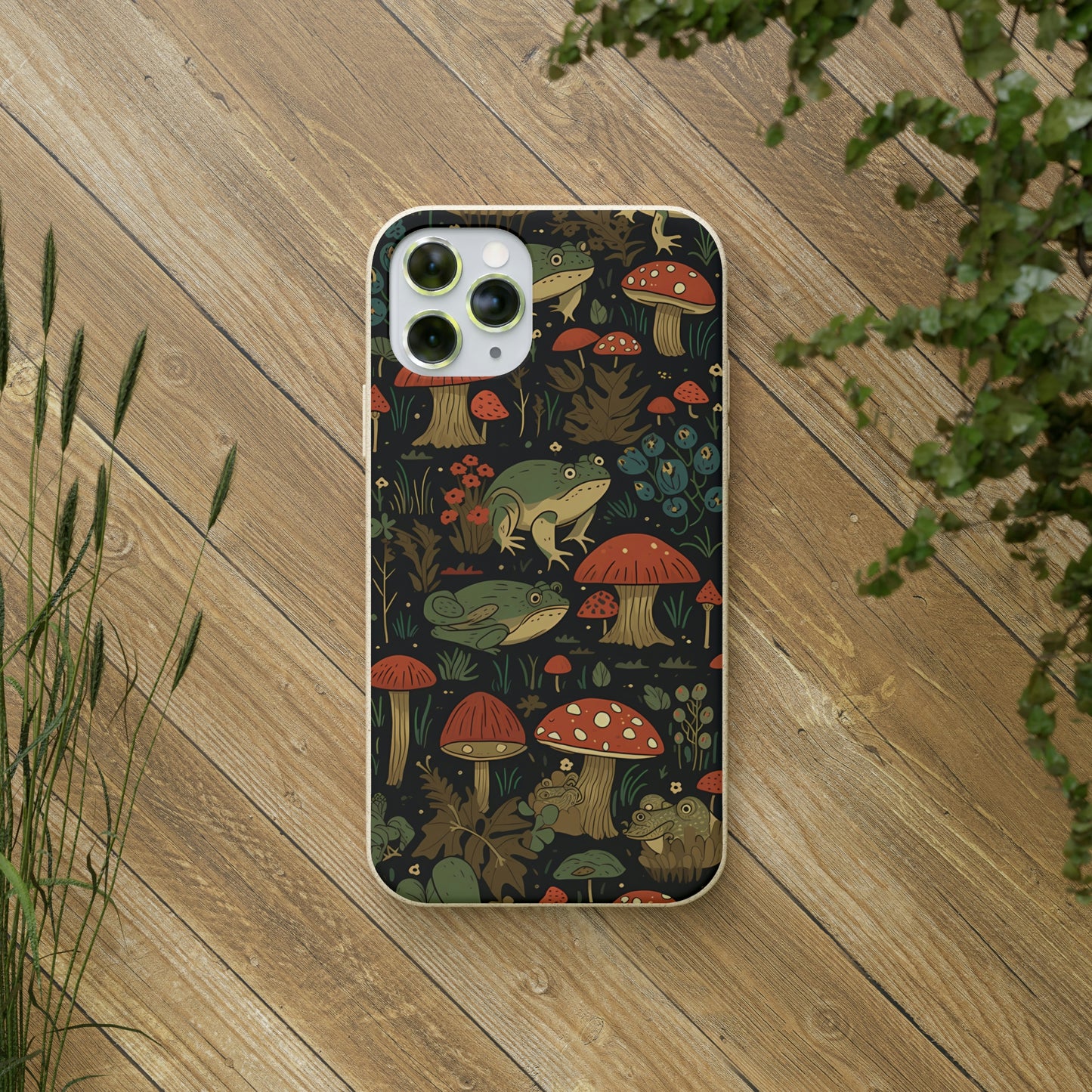 Cottagecore Frogs with Mushrooms | Biodegradable iPhone Case