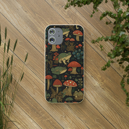 Cottagecore Frogs with Mushrooms | Biodegradable iPhone Case