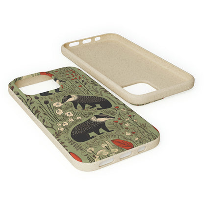 Cute Badgers in a Meadow | Biodegradable iPhone Case