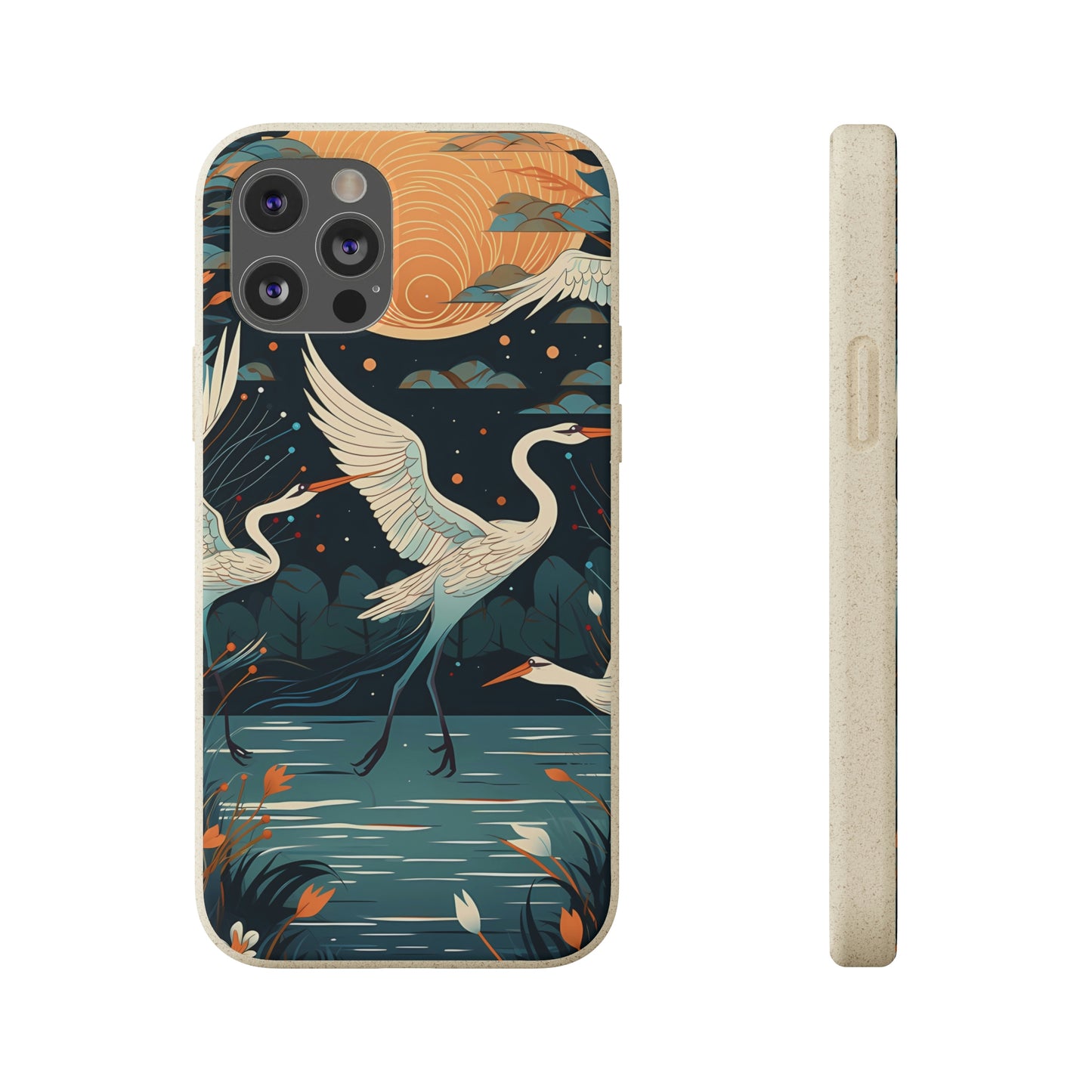 Cranes Flying Over a Pond | Biodegradable iPhone Case