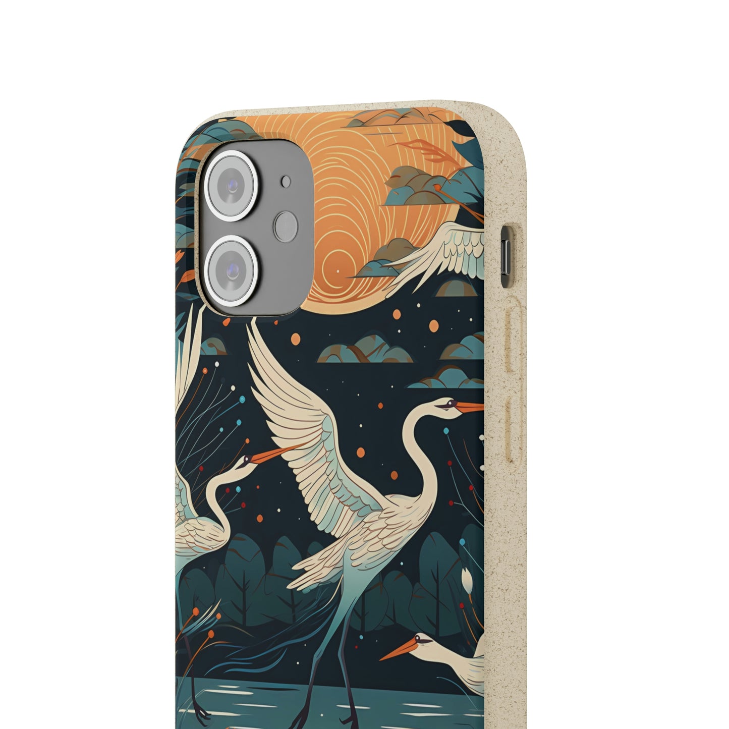 Cranes Flying Over a Pond | Biodegradable iPhone Case