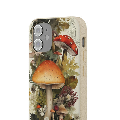 Cottagecore Mushrooms and Plants | Biodegradable iPhone Case