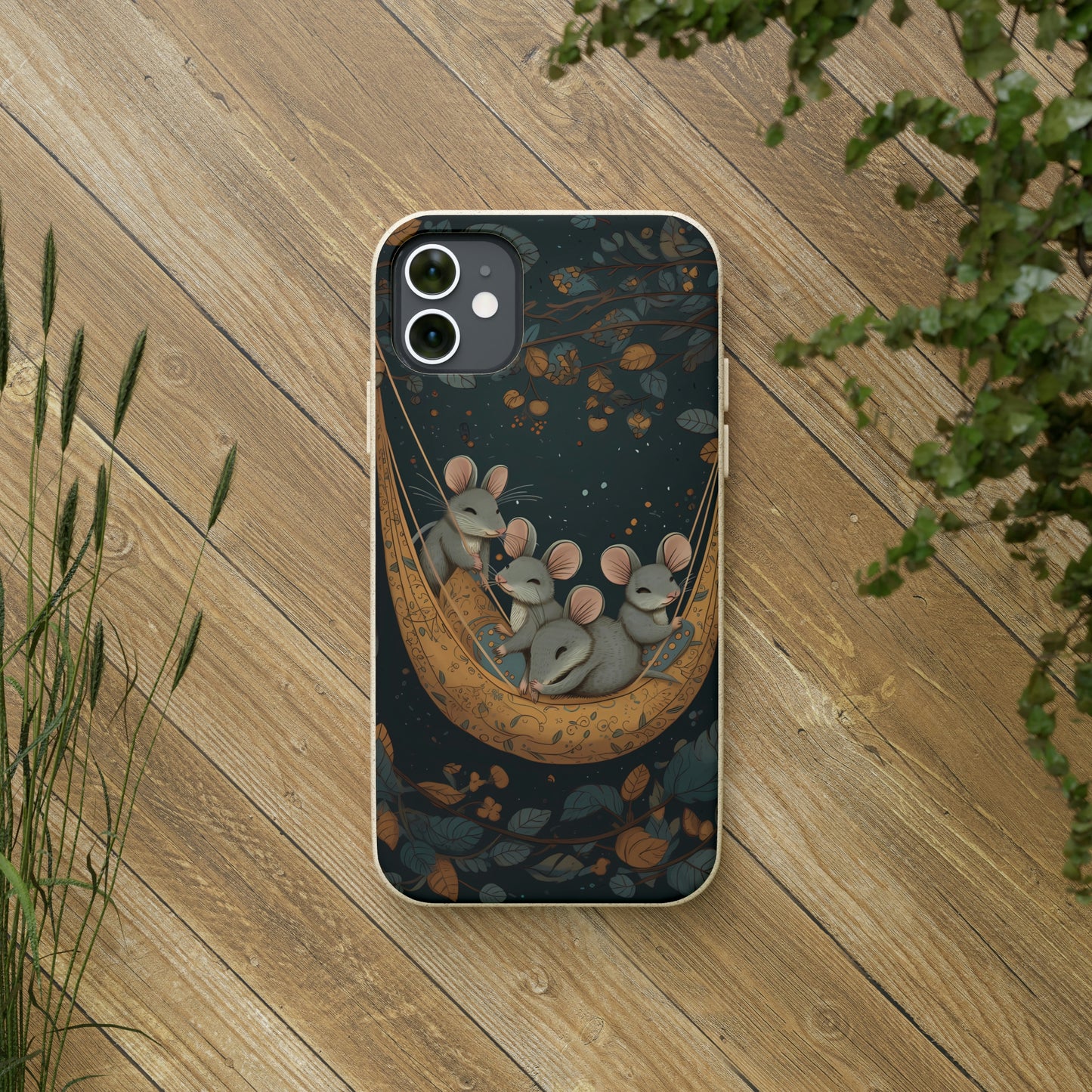 Cottagecore Field Mice in a Hammock | Biodegradable iPhone Case