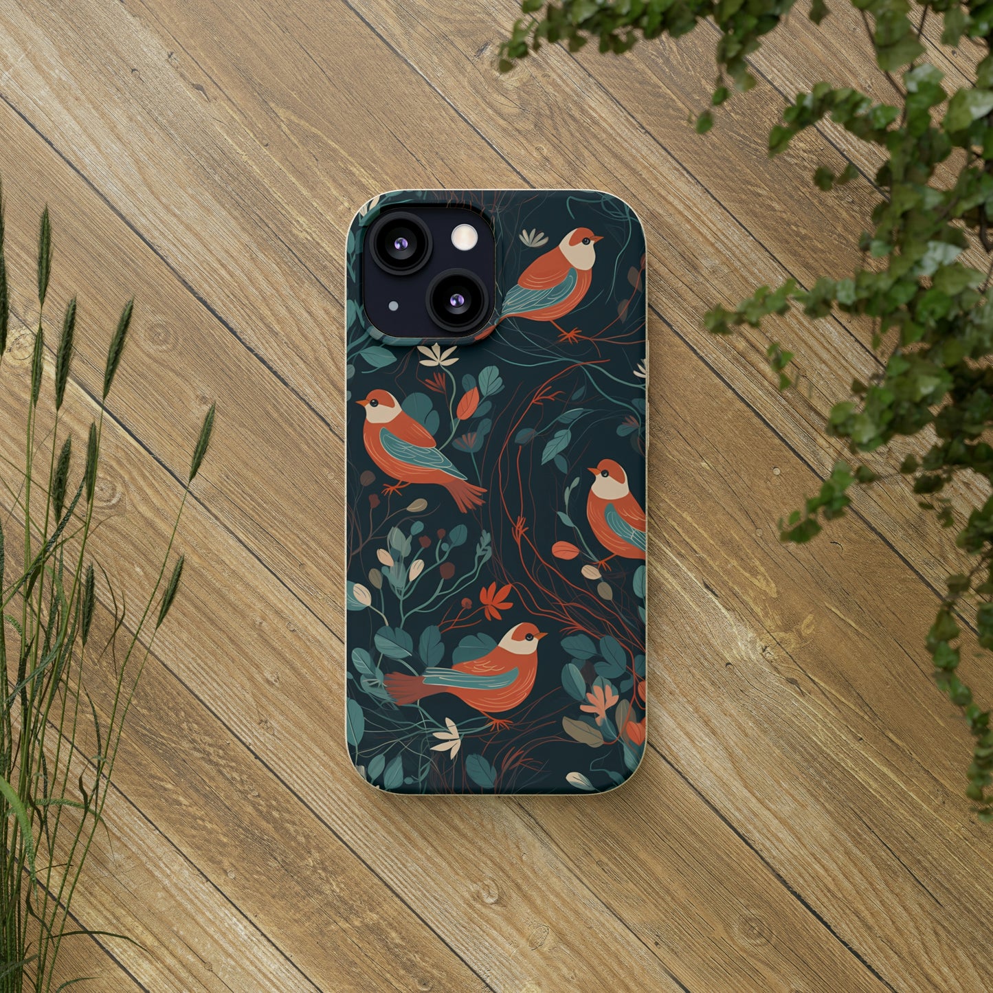 Whimsical Red-Breasted Robins | Biodegradable iPhone Case