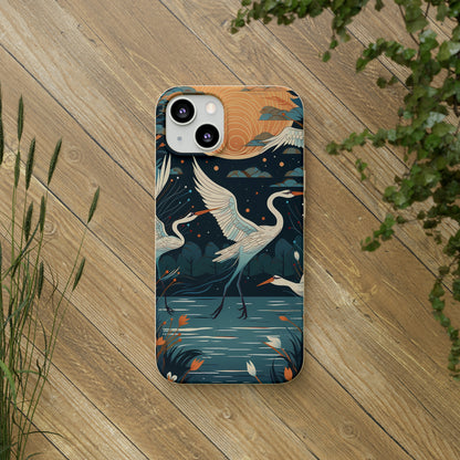 Cranes Flying Over a Pond | Biodegradable iPhone Case