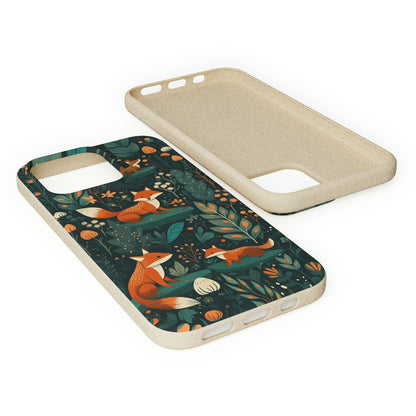 Cottagecore Foxes in a Forest | Biodegradable iPhone Case