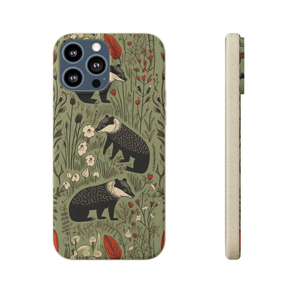 Cute Badgers in a Meadow | Biodegradable iPhone Case