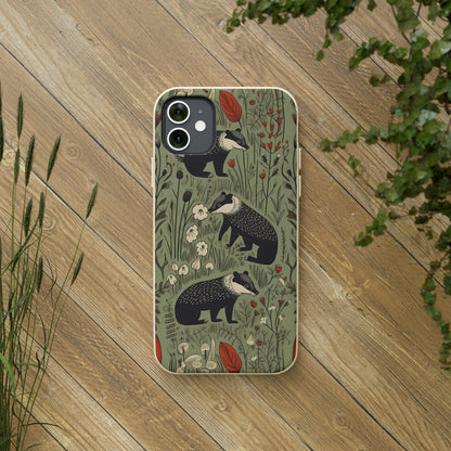 Cute Badgers in a Meadow | Biodegradable iPhone Case