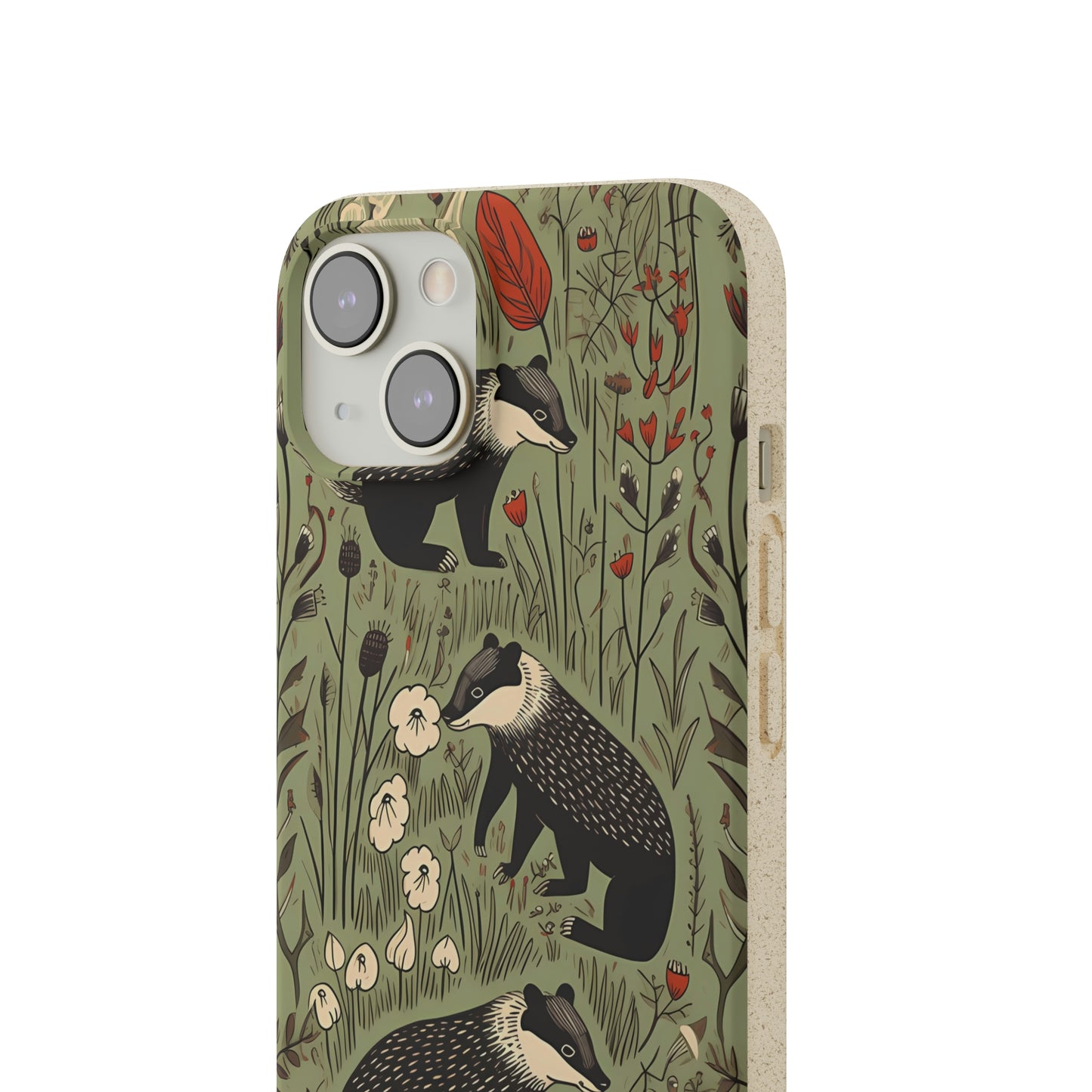 Cute Badgers in a Meadow | Biodegradable iPhone Case